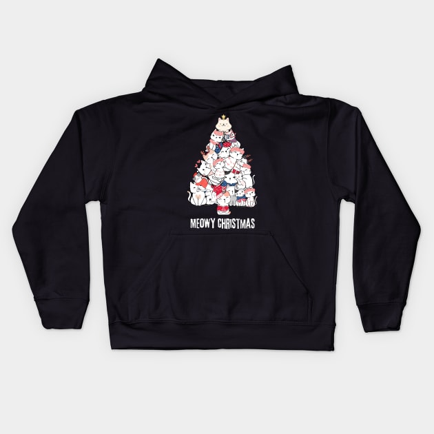 Meowy-christmas Kids Hoodie by Jhontee